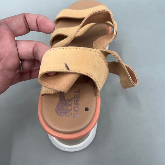 Sorel Suede Leather Wedge Sandals Womens 11 Strappy Modern Boho Y2K Style Summer - Picture 11 of 15